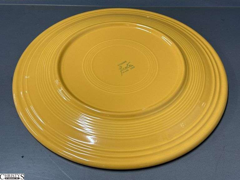 11pcs Fiesta Yellow Dishes - Charger Platters, Large Disk Pitcher, Saucers, Plate, 2 Pint Pitcher- 14" of largest