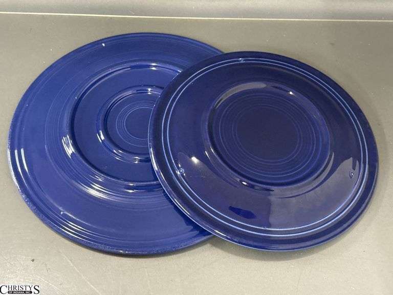 11pcs Fiesta Cobalt Blue Dishes - Charger Platter, Large Disk Pitcher, Plate, Bowls, Salt and Pepper - 12" of largest