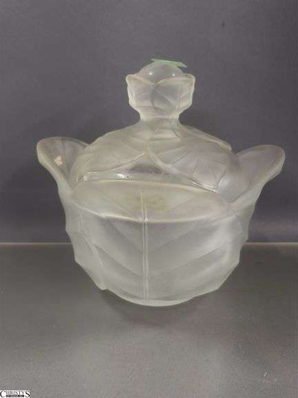 Art Glass Candies, Viking Clear and Frosted Lidded Jar and Basket, Bowl