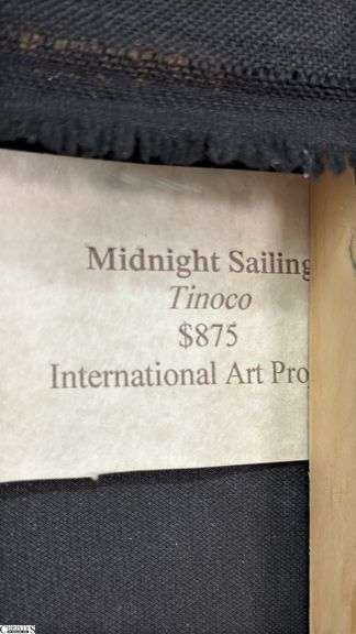Samuel Tinoco Midnight Sailing, Purple Background Acrylic Painting On Canvas 35x56"