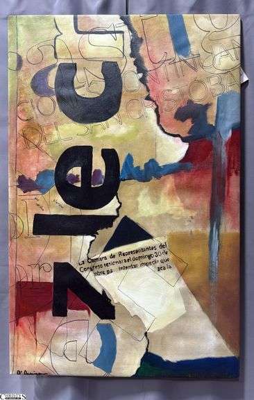 Alejandro Quenigo Q4, Acrylic Painting on Canvas, Measures 36x55"
