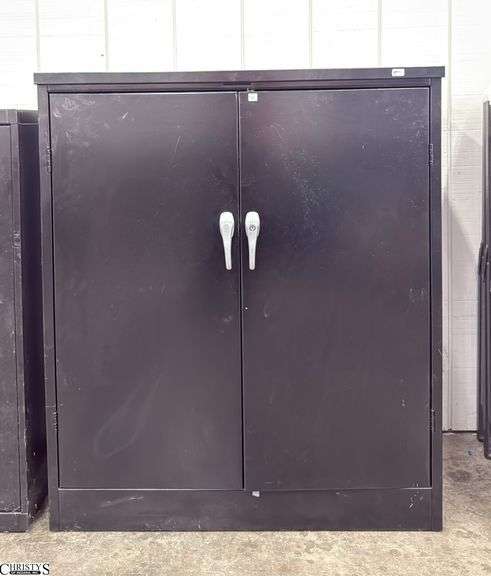 Alera 2 Door Black Metal Storage Cabinet - 36" x 18.5" x 42" image