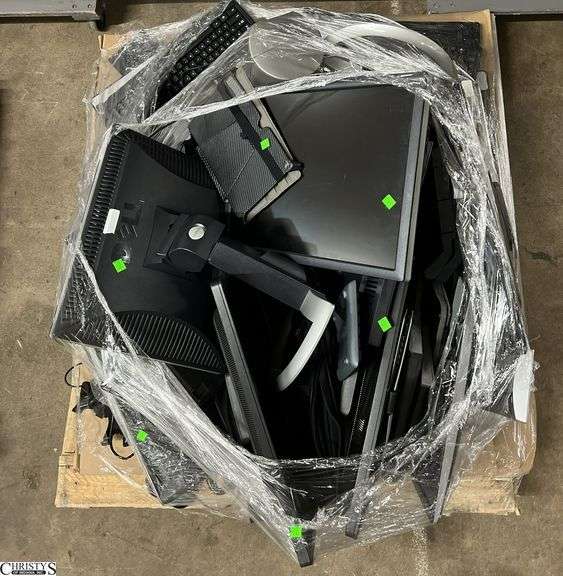 Pallet of Computer Related Items Monitors, Keyboards, image