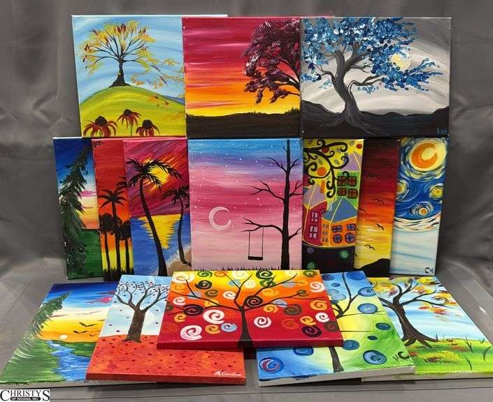 15 Painting Party Canvases, Trees, Landscapes, Sunsets 11x14"