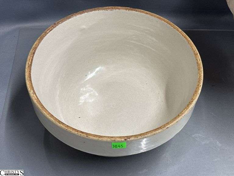 2 Crock Stoneware Mixing Bowls - 11" x 5" of largest