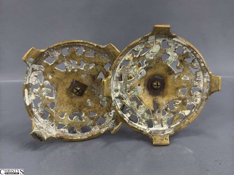 Brass Candle Sticks, Slight Bend On One 6.5"