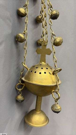 Brass Christian Thurible, Church Censer 30"