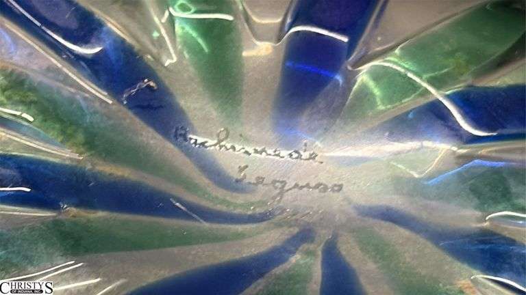 Pair of Blue and Green Hand Made Vases, Signed Archimede Seguso, Tallest 13.5"
