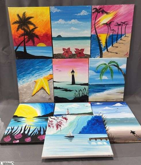 10 pcs Painting on Canvases, Beach Themes, Sail Boat and Other 11x14"