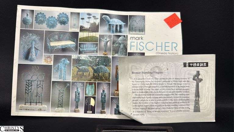 Bronze Standing Figure With Base, Has Info Card In Photo 15" Total Height