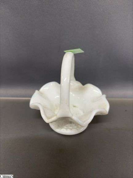 Milk Glass Ruffle Baskets, Single Horn Epergne Tallest 10.5"