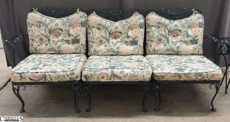 Woodard "Chantilly Rose" Wrought Iron Patio Sofa, 3pcs, 80" x 32" - 16" seat overall image