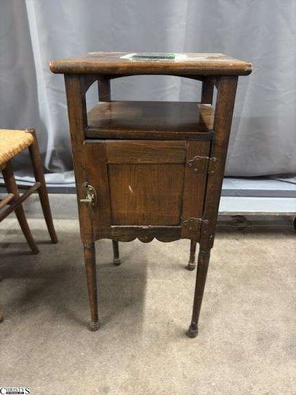 Small Vintage Accent Table With Door 13x13x27" Tall