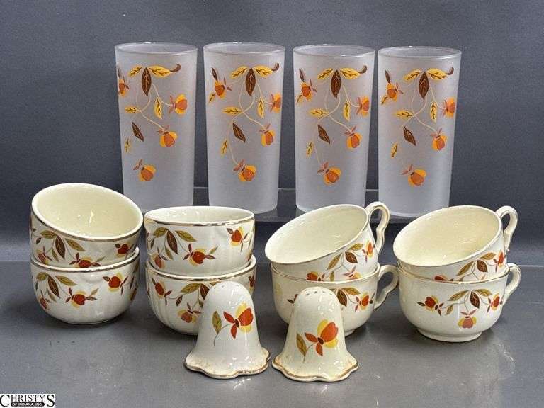 Hall's Jewel Tea Glasses, Teacups, Salt and Pepper - 5.5" of glass image