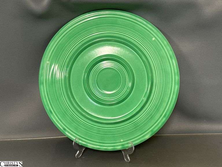 18pcs Fiesta Green Dishes - Charger Platter, Plates, Saucers, Bowls, Cups, 2 Pint Pitcher- 14" of largest