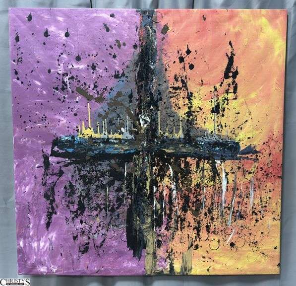 Samuel Tinoco Cross #3, Multi Color Abstract Acrylic 54x54"