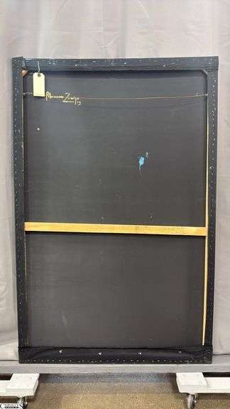 Alummoa Zumigo Abstract, Black, Blues, Yellows, Mixed Media and Oil Painting on Canvas 36x56"