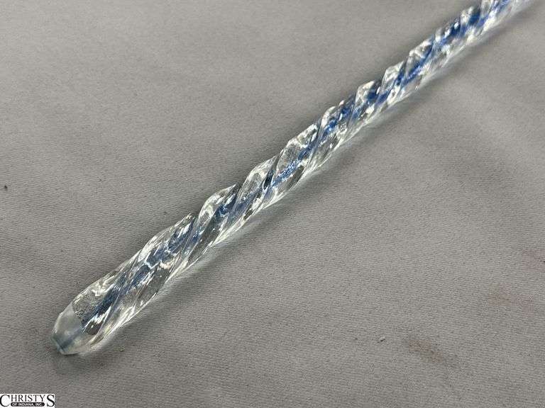 38" Clear and Blue Glass Swirl Cane Walking Stick
