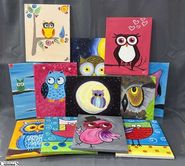 12pcs Painting Party Canvases, Owls, Animals Largest 16x20"