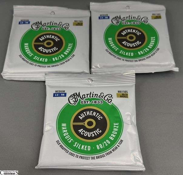 Martin & Co. Authentic Acoustic Marquis Silked 80/20 Bronze Guitar Strings (3 Packs)