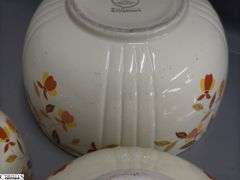 4 Hall's Jewel Tea Mixing Bowls - 9" x 5" of largest