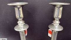 2 Pair of Silver Early English Candle Sticks, 2 Still Have Push Up, Tallest 10"