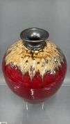 Hand Signed and Glazed Pottery Vase, 13" Tall