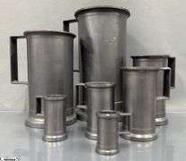 7pcs Graduated Pewter Handled Measuring Cups 4"x7.25" Tall