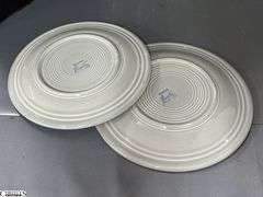 10pcs Fiesta Gray Dishes - Charger Platter, Plates, Bowls, Salt and Pepper - 12" of largest