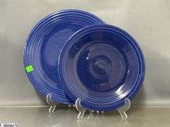 11pcs Fiesta Cobalt Blue Dishes - Charger Platter, Large Disk Pitcher, Plate, Bowls, Salt and Pepper - 12" of largest