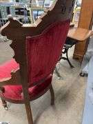 Victorian Red Upholstered Hip Rest Chair 21"x18"x39"
