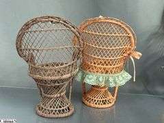Vintage Wicker Doll Chairs Tallest 17"