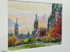 2pcs Framed Prints,  Ponte Sant'Angelo, Italy and Parliament Hill in Ottawa, Canada Largest 16"x18"