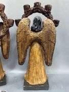 Pair of Angel Five Flame Candle Holders 16" Tall