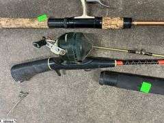 4 Fishing Poles, and Holder