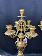 Pair of Bronze Renaissance 4 Arm Candelabras 24" Tall