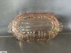 5 pcs Pink Depression Glass - Cream and Sugar, Bowl, Divided Plate, and Dish - 10" of bowl