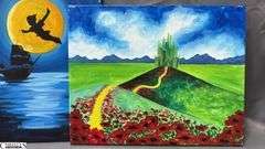 6 Painting Party Canvases, Emerald City, Witch, Peter Pan, Tink Largest 16x20"