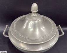 Lidded Pewter Dish, Double Handle Has Makers Mark 11"x8" Tall