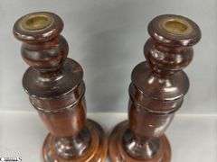6pcs, 3 Pair of Wooden Candlesticks with Barley Twist and Pricket Style Tallest Pair 14"