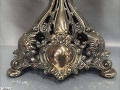 Pair of Three Flame Reed and Barton Renaissance Pattern Candelabras 15x16", Marked 800