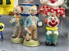 Clown Collectibles, and Figurines Marked Japan, Hong Kong, Music Boxes, Planter, Tallest 10"