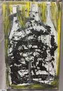 GiGi Bottles #4, Green Tones Acrylic Painting on Canvas 36x56"