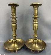 4pcs, 2 Pair of Brass Candle Sticks, Tallest 10", Shorter Pair Are Marked Stiffel