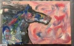 Equine #4 By Alummoa Zumigo, Mixed Media and Oil Painting on Canvas, Measures 36x55"