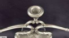 2 Made In Holland Pewter Candelabras, One Needs Repair 13.5"x6"