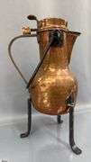 Hammered Copper Kettle 14.25" With Iron Feet and Swing Handle