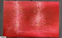 Samuel Tinoco Trees #48, Red Background, Acrylic Painting on Canvas 36x56"