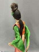 Chinese Dinner Gong, Figurines, Fans, Doll In Case 11"
