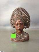 2 Carved Wood East Indies Style Busts - 9.5" x 13" of largest - on is chipped